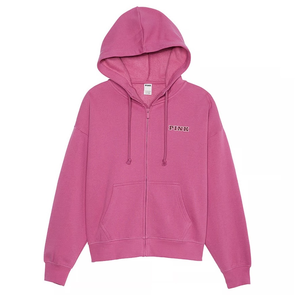 PINK Victoria Secret Ivy Fleece Campus Full Zip Hoodie - Picture 3 of 5